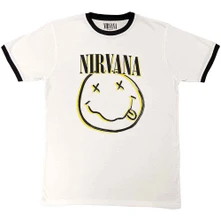 Nirvana, Tričko Double Happy Face, Unisex, Biela