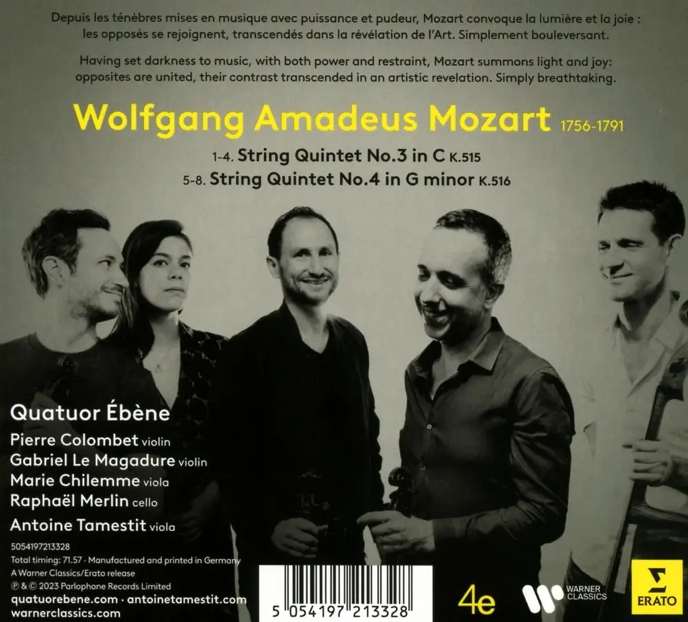 MOZART: STRING QUINTETS K.515 & K.516