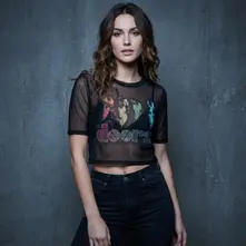 Ladies Mesh Crop Top: Spectrum (Black) thumbnail