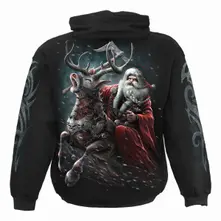 Unisex Pullover Hoodie: Sleigher (Black) (Back & Sleeve Print) thumbnail