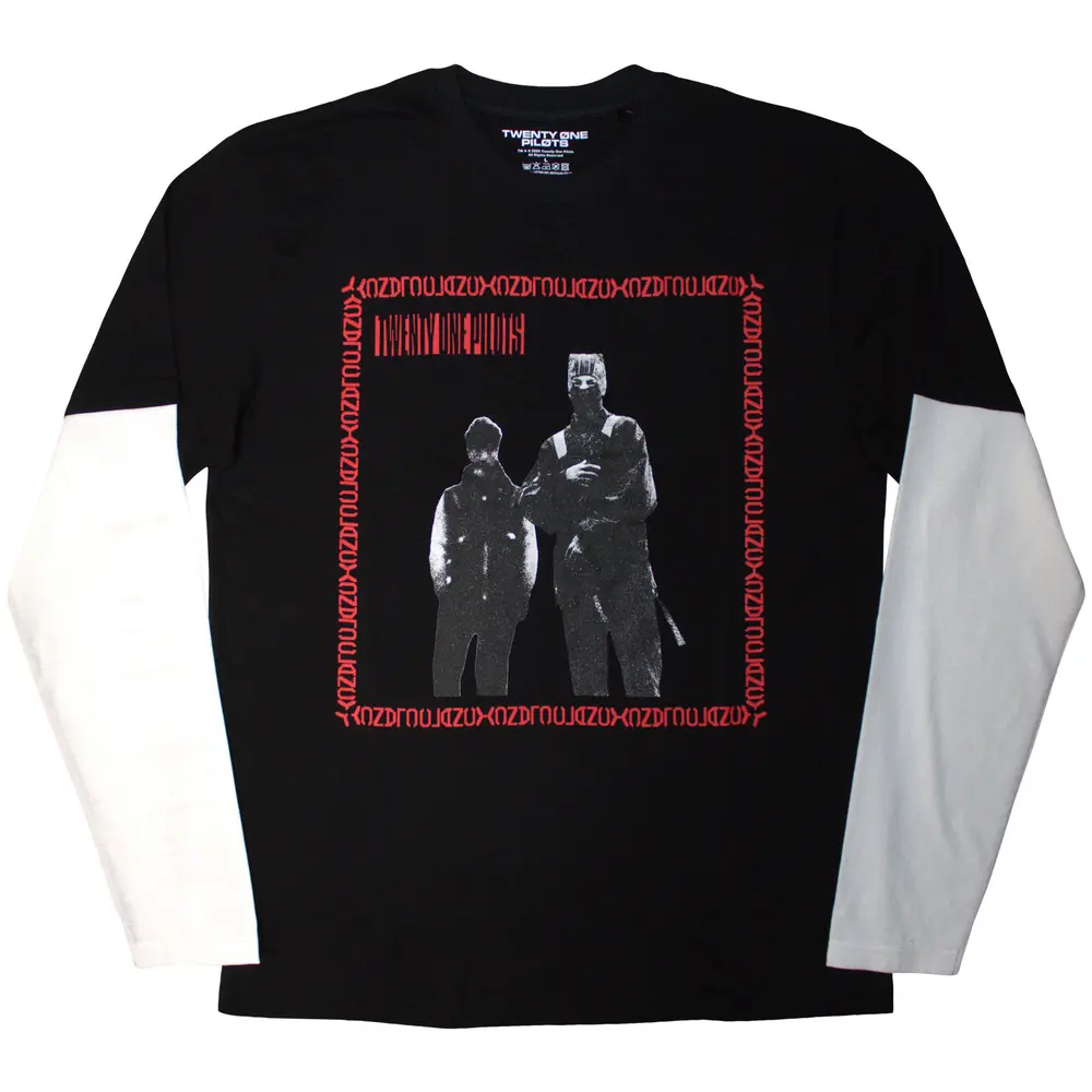Unisex 2 In 1 Layered Long Sleeve T-Shirt: Run Frame (Black & White)