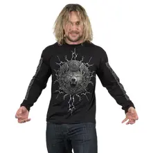 Unisex Long Sleeve T-Shirt: Valhalla (Black) (Back & Sleeve Print) thumbnail