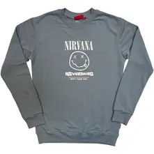 Unisex Unplugged Sweatshirt: Nevermind Tour 1991 (Blue) (Back Print) thumbnail
