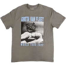 Greta Van Fleet, Tričko World Tour Butterfly, Unisex, Šedá