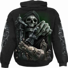 Unisex Pullover Hoodie: Checkmate (Black) (Back & Sleeve Print) thumbnail