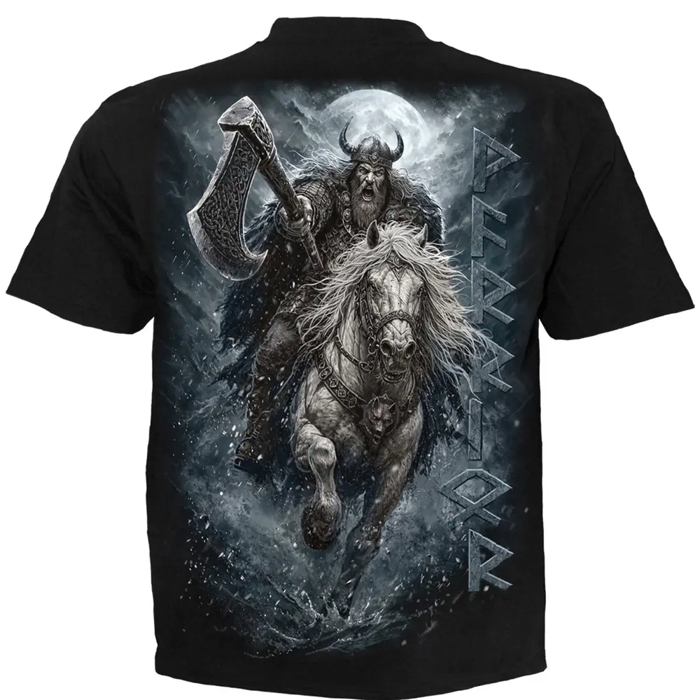 Unisex T-Shirt: Viking Rampage (Black) (Back Print)