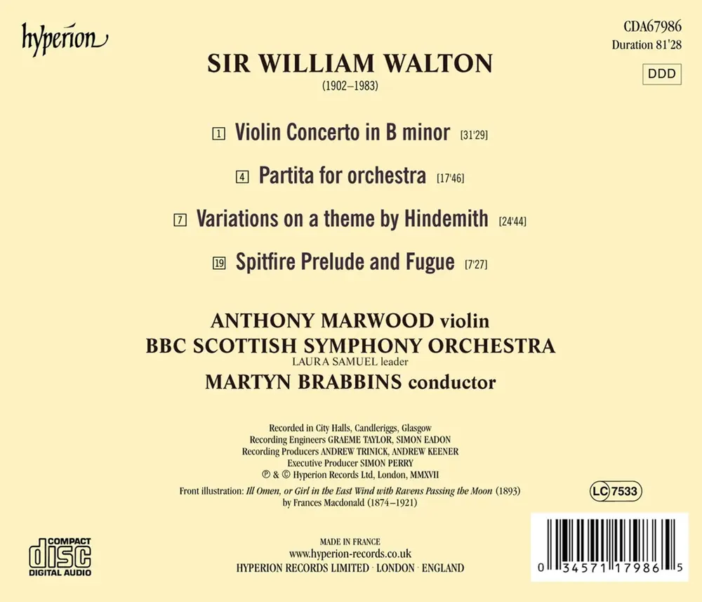 WALTON: VIOLIN CONCERTO, PARTITA & HINDEMITH VARIA