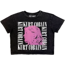 Croptop Ladies Stone Wash Crop Top: Head Shot Frame (Charcoal Grey)