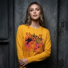 Ladies Long Sleeve Crop Top: The End, So Far Barcode (Yellow) (Back Print) thumbnail