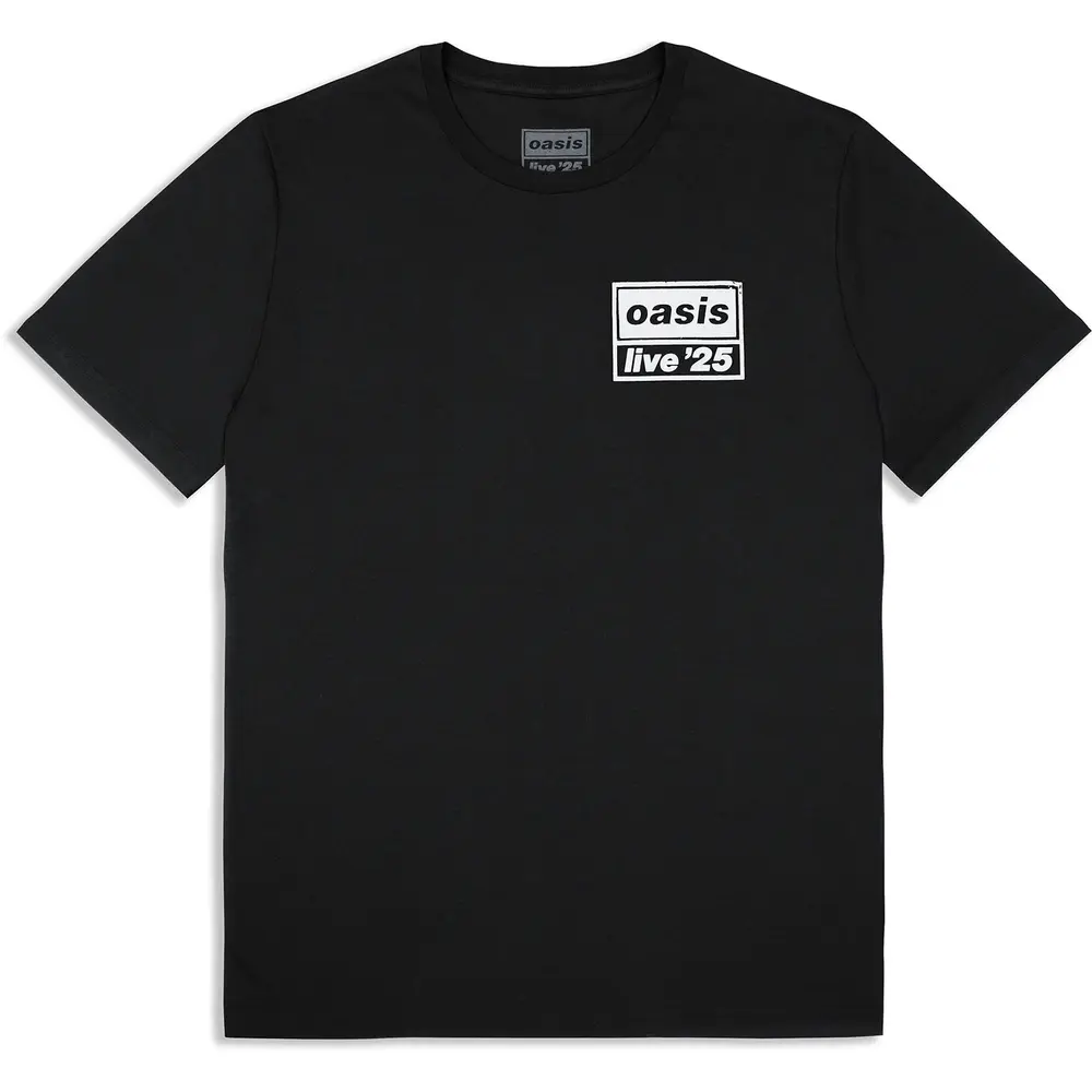 Unisex T-Shirt: Live 25 Distressed Lockup Pocket (Black) (Ex-Tour)