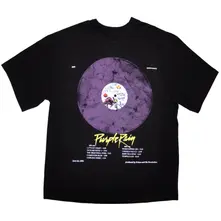 Unisex Oversized Boxy T-Shirt: Purple Rain Disc (Black) thumbnail