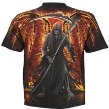 Unisex T-Shirt: Flaming Death (Black) (All Over Print) thumbnail