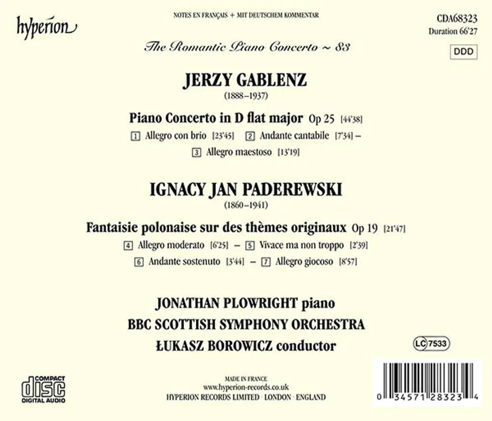 GABLENZ & PADEREWSKI: PIANO CONCERTOS