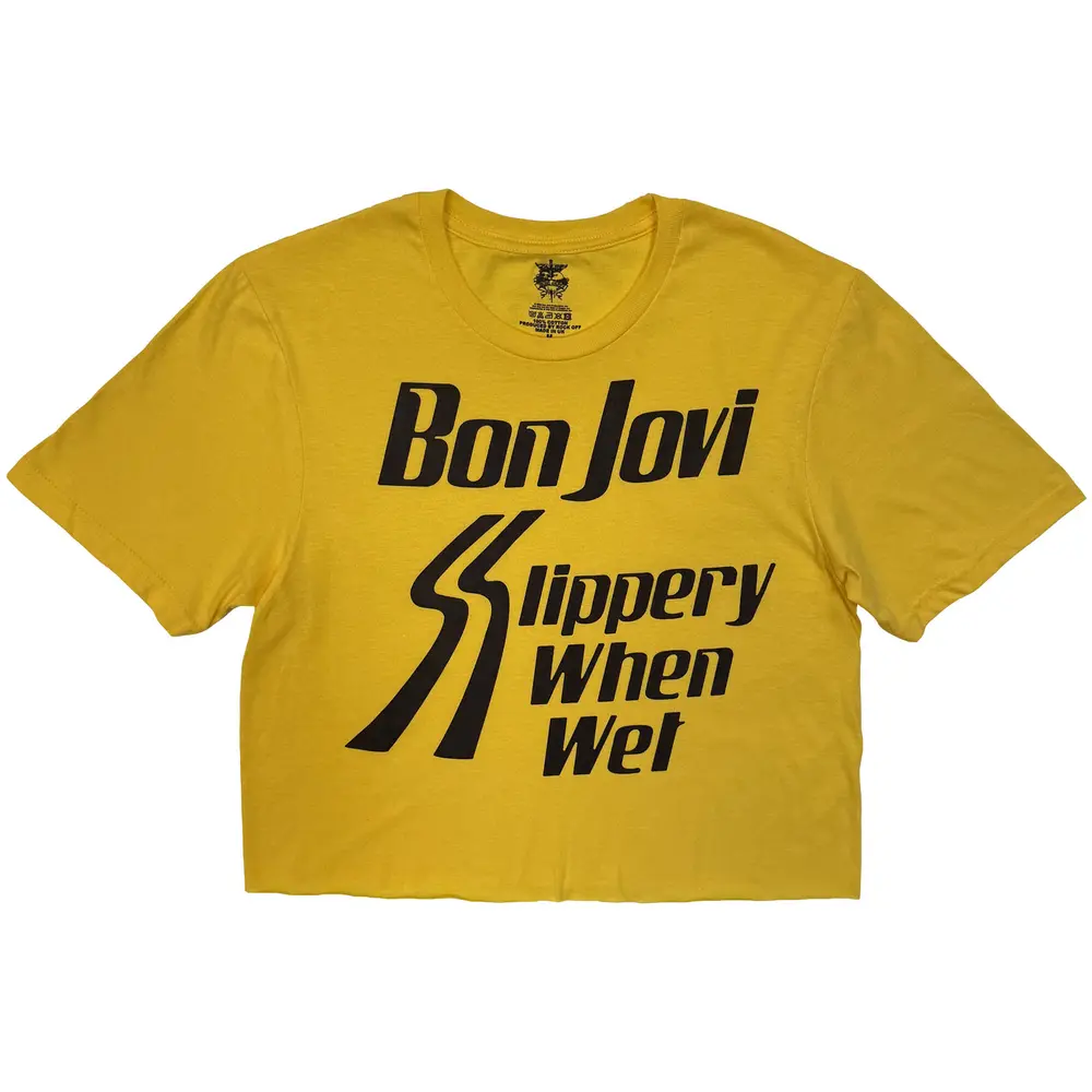 Ladies Crop Top: Slippery When Wet (Yellow)