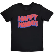 Happy Mondays, Tričko Wavy Logo, Unisex, Čierna