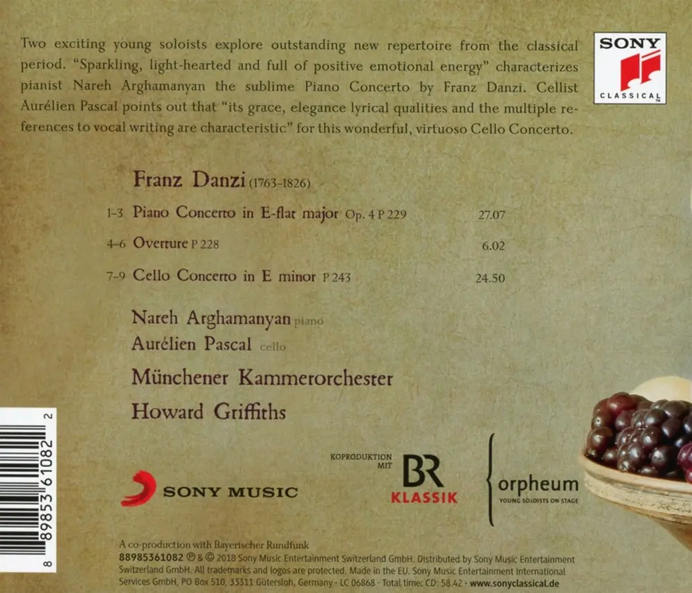 Danzi: Ouverture, Cello Concerto & Piano Concerto