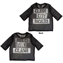 Croptop Ladies Mesh Crop Top: City Rockers (Black) (Front & Back)