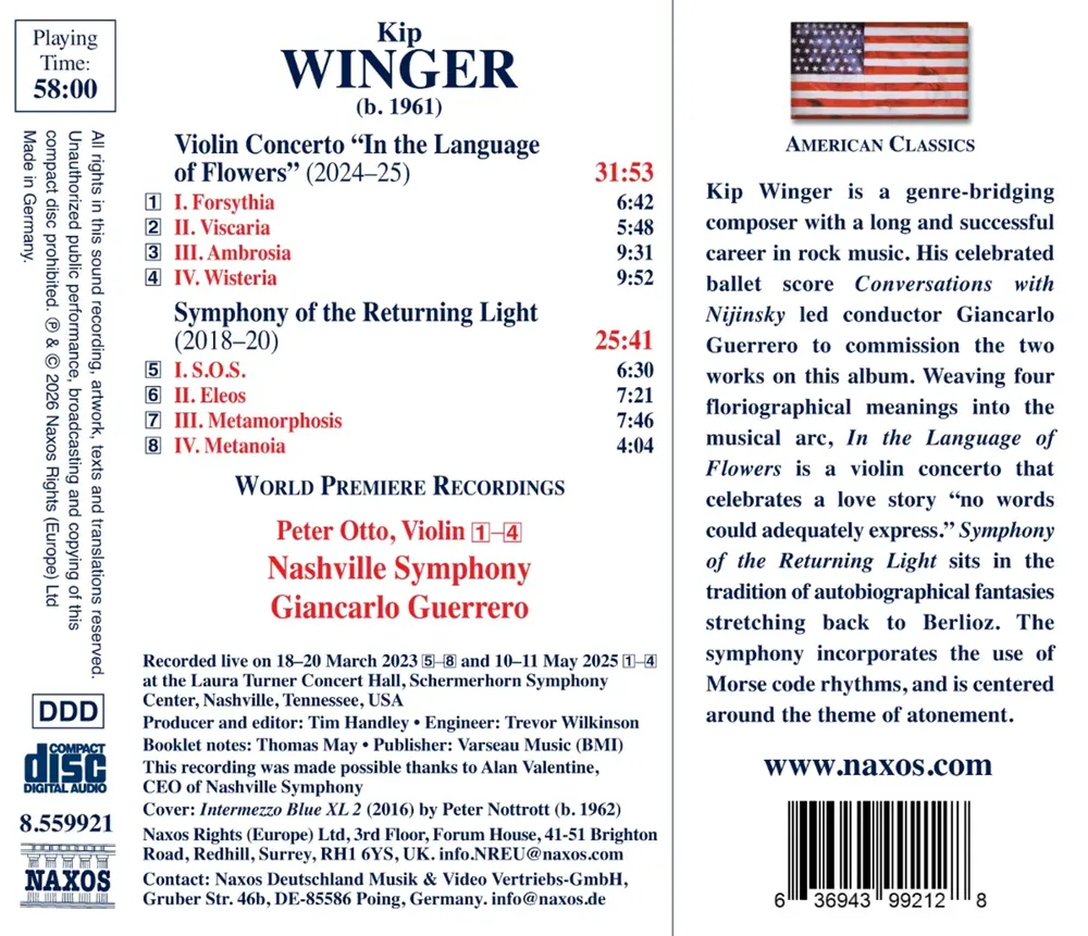 KIP WINGER: SYMPHONY OF THE RETURNING LIGHT / VIOLIN CONCERTO IN THE LANGUAGE OF FLOWERS