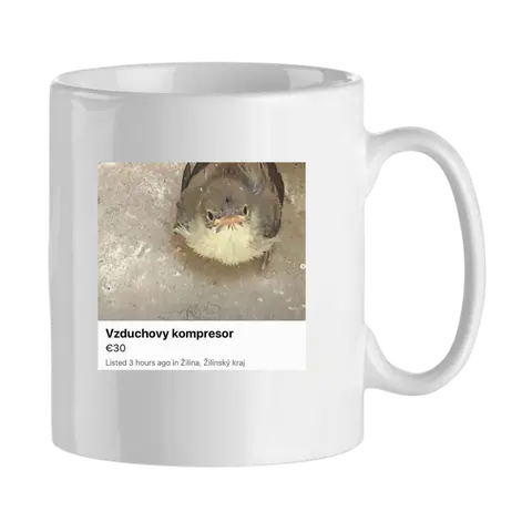 Bazárik Piko – Hrnček Vzduchový kompresor, Unisex, Biela