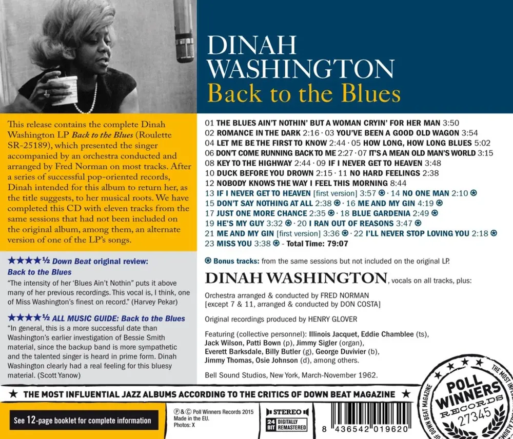 Dinah Washington – Back To The Blues (CD)