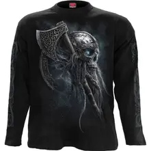 Unisex Long Sleeve T-Shirt: Viking Rampage (Black) (Back & Sleeve Print) thumbnail