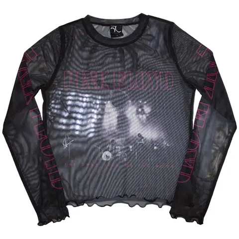 Ladies Long Sleeve Mesh Crop Top: Live Band (Black)