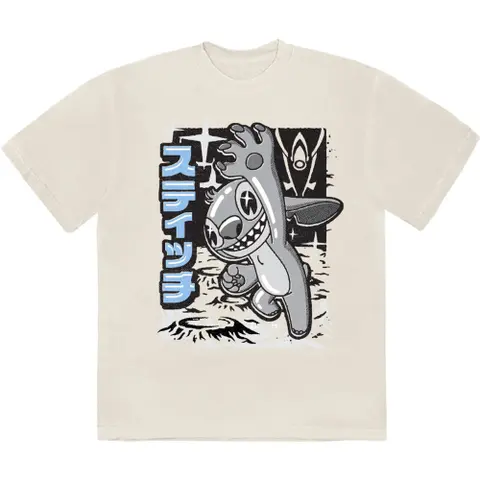 Lilo & Stitch – Tričko Stitch Jump Black & White (Natural), Unisex, Natural