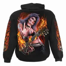 Unisex Pullover Hoodie: Rocking The Dead (Black) (Back & Sleeve Print) thumbnail