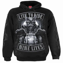 Mikina Unisex Pullover Hoodie: Nine Lives (Black) (Back & Sleeve Print)