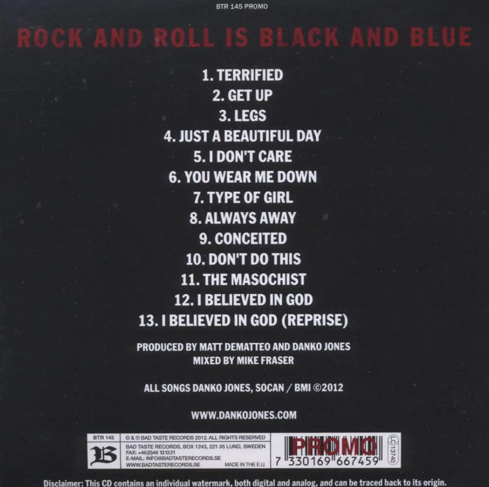 Danko Jones – ROCK'N'ROLL IS BLACK AND BLUE (CD)