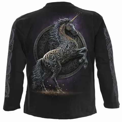 Spiral – Tričko s dlhým rukávom Celtic Unicorn (Čierna), Unisex, Čierna