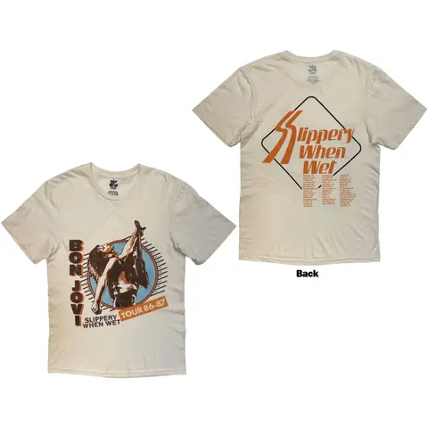 Unisex T-Shirt: Slippery When Wet Tour '86-'87 (Sand) (Back Print)