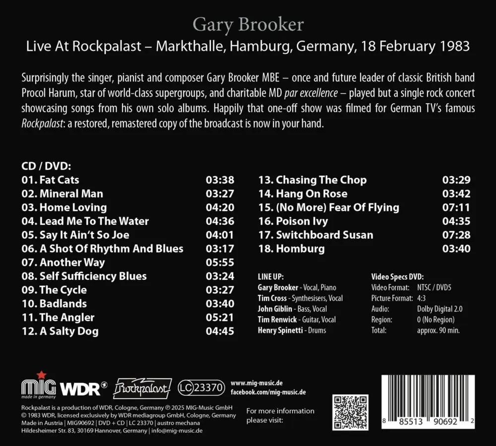 Gary Brooker – LIVE AT ROCKPALAST 1983 (CD)