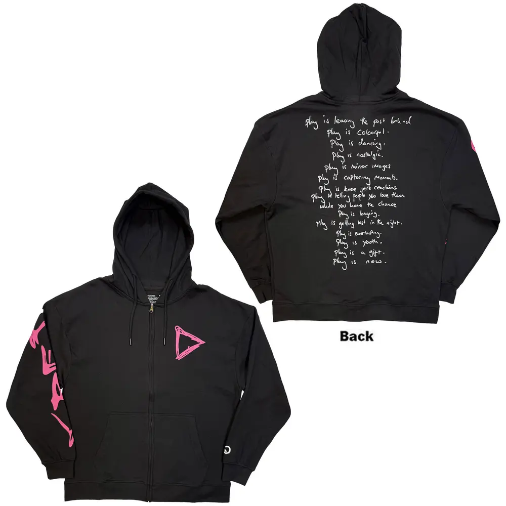 Unisex Zipped Hoodie: Play (Black) (Back & Sleeve Print)