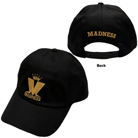 Unisex Baseball Cap: Crown & M (Black) (Back Print)