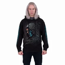 Unisex Pullover Hoodie: Midnight Blues (Black) (Back & Sleeve Print) thumbnail