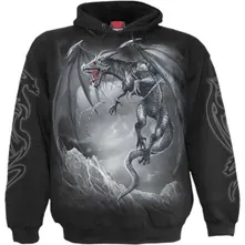 Unisex Pullover Hoodie: Dragon's Cry (Black) (Back & Sleeve Print) thumbnail