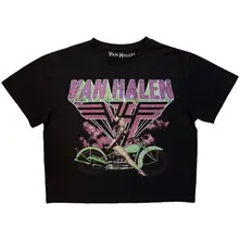 Croptop Ladies Crop Top: Neon Retro Pin Up Rider (Black)