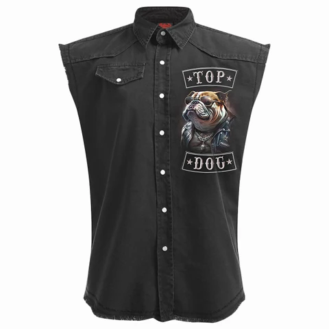 Unisex Worker Shirt: Top Dog (Black) (Back Print)