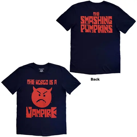 Unisex T-Shirt: Red Face Vampire (Navy Blue) (Back Print)