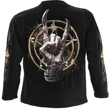Tričko s dlhým rukávom Unisex Long Sleeve T-Shirt: Pure Metal (Black) (Back & Sleeve Print)