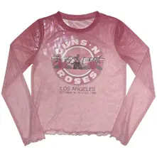 Ladies Long Sleeve Mesh Crop Top: Bullet Seal (Pink) thumbnail