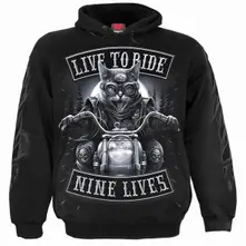 Unisex Pullover Hoodie: Nine Lives (Black) (Back & Sleeve Print) thumbnail