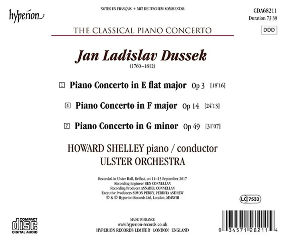 DUSSEK: PIANO CONCERTOS OP. 3, 14 & 49 (HYPERION C