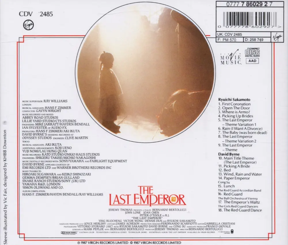 THE LAST EMPEROR ORIGINAL SOUNDTRACK