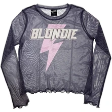 Croptop Ladies Long Sleeve Mesh Crop Top: Lightning Strike (Purple)