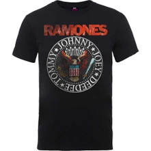 Ramones, Tričko Vintage Eagle Seal, Unisex, Čierna