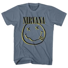 Nirvana, Tričko Inverse Smiley, Unisex, Modrá