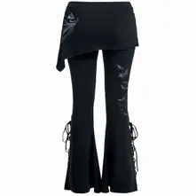 Ladies Boot Cut Leggings with Micro Skirt: Bat's Heart (Black) (Back Print) thumbnail