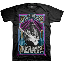 Jimi Hendrix, Tričko Electric Ladyland Neon, Unisex, Čierna